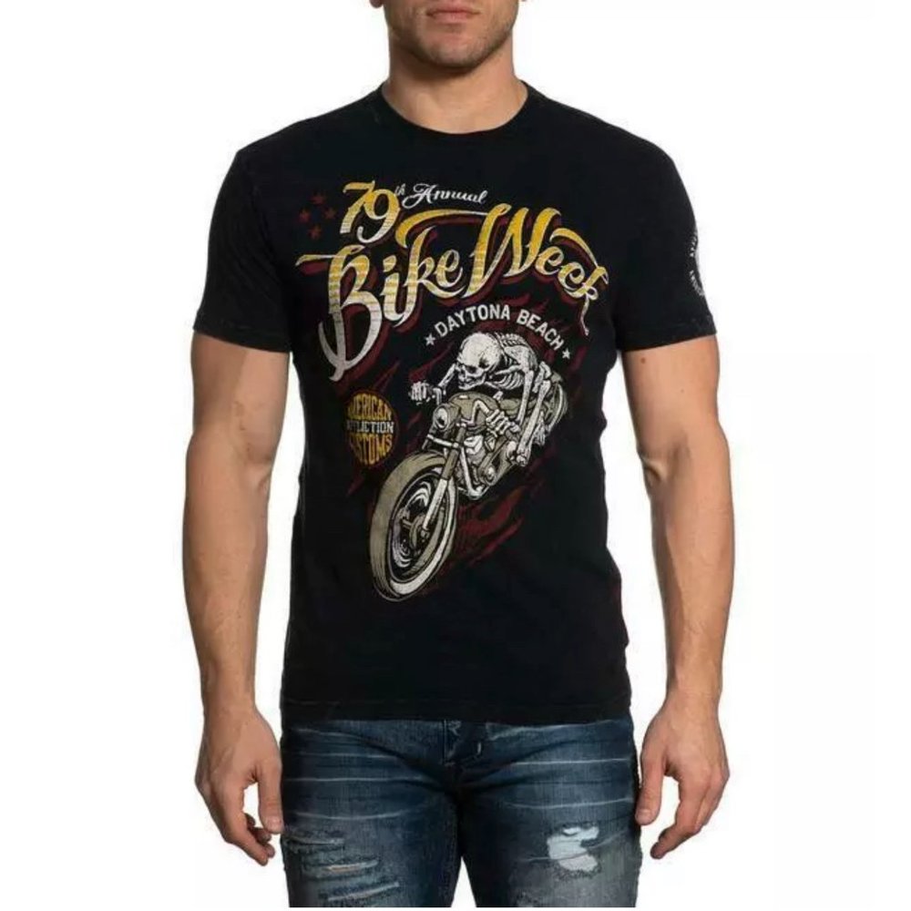 AFFLICTION Men's T-Shirt S/S DAYTONA 79 Tee Black